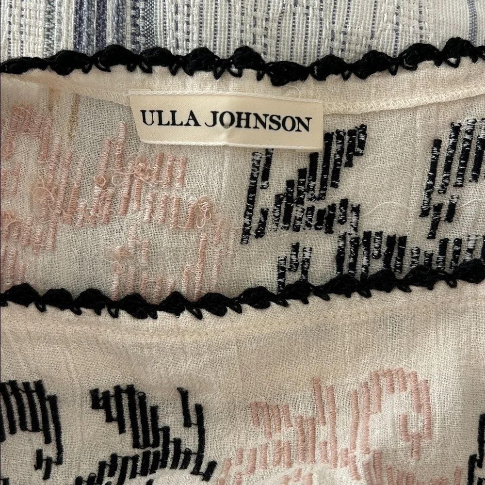 Ulla Johnson GORGEOUS Cream pink and Black Embroidered Blouse size 4 NWT - Picture 7 of 16